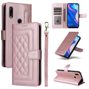 For Huawei P Smart Z Diamond Lattice Leather Flip Phone Case(Rose Gold)