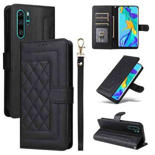 For Huawei P30 Pro Diamond Lattice Leather Flip Phone Case(Black)