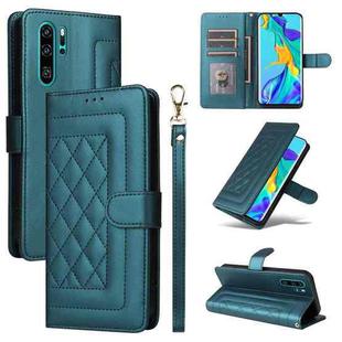 For Huawei P30 Pro Diamond Lattice Leather Flip Phone Case(Green)