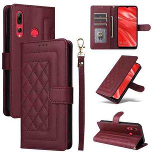 For Huawei Enjoy 9s Diamond Lattice Leather Flip Phone Case(Wine Red)