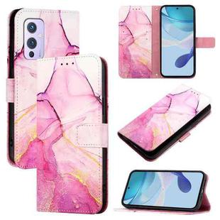 For OnePlus 9 PT003 Marble Pattern Flip Leather Phone Case(Pink Purple Gold)