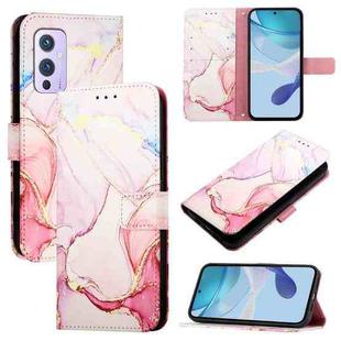 For OnePlus 9 PT003 Marble Pattern Flip Leather Phone Case(Rose Gold)