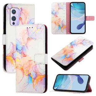For OnePlus 9 PT003 Marble Pattern Flip Leather Phone Case(Galaxy Marble White)