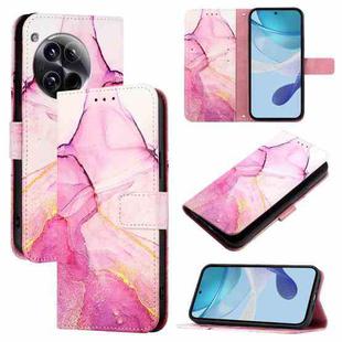 For OnePlus 12 5G Global PT003 Marble Pattern Flip Leather Phone Case(Pink Purple Gold)
