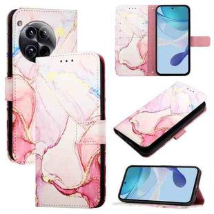 For OnePlus 12 5G Global PT003 Marble Pattern Flip Leather Phone Case(Rose Gold)