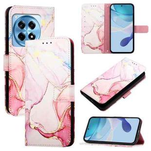 For OnePlus 12R 5G Global PT003 Marble Pattern Flip Leather Phone Case(Rose Gold)