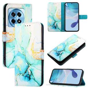 For OnePlus 12R 5G Global PT003 Marble Pattern Flip Leather Phone Case(Green)