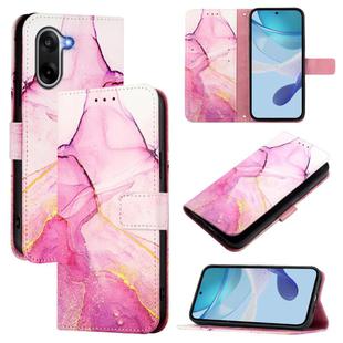 For OnePlus Ace 5 Racing PT003 Marble Pattern Flip Leather Phone Case(Pink Purple Gold)