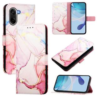 For OnePlus Ace 5 Racing PT003 Marble Pattern Flip Leather Phone Case(Rose Gold)