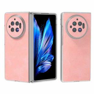For vivo X Fold3 PU Leather Frosted Transparent Edge Phone Case(Pink)