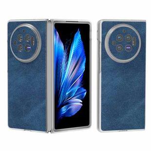 For vivo X Fold3 PU Leather Frosted Transparent Edge Phone Case(Blue)
