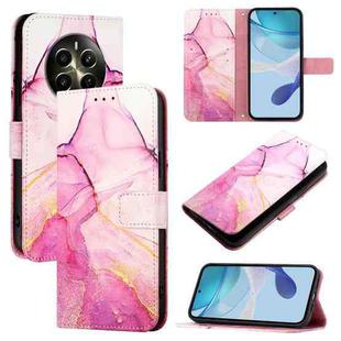 For Realme 12+ 5G Global / Narzo 70 Pro India PT003 Marble Pattern Flip Leather Phone Case(Pink Purple Gold)