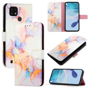 For Realme C20 / C11 2021 / C21 PT003 Marble Pattern Flip Leather Phone Case(Galaxy Marble White)