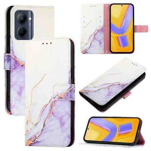 For Realme C33 2022 / 2023 Global PT003 Marble Pattern Flip Leather Phone Case(White Purple)