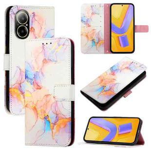 For Realme C67 4G Global PT003 Marble Pattern Flip Leather Phone Case(Galaxy Marble White)