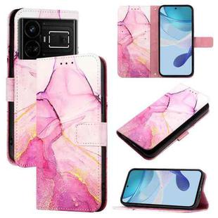 For Realme GT5 5G 204W / Realme GT5 5G PT003 Marble Pattern Flip Leather Phone Case(Pink Purple Gold)