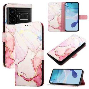 For Realme GT5 5G 204W / Realme GT5 5G PT003 Marble Pattern Flip Leather Phone Case(Rose Gold)