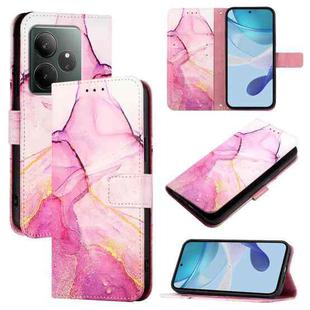 For Realme GT 6 5G Global PT003 Marble Pattern Flip Leather Phone Case(Pink Purple Gold)