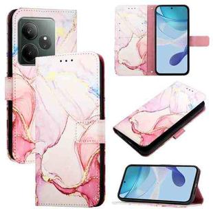 For Realme GT 6T 5G Global PT003 Marble Pattern Flip Leather Phone Case(Rose Gold)