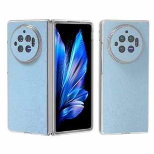 For vivo X Fold3 ABEEL Genuine Leather Elegant Frosted Transparent Edge Phone Case(Sky Blue)