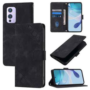 For OnePlus 9 Skin-feel Embossed Leather Phone Case(Black)