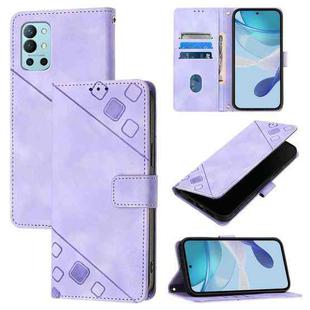 For OnePlus 9R / 8T Skin-feel Embossed Leather Phone Case(Light Purple)