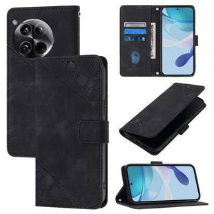 For OnePlus 12 5G Global Skin-feel Embossed Leather Phone Case(Black)