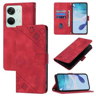 For OnePlus Ace 2V / Nord 3 Skin-feel Embossed Leather Phone Case(Red)
