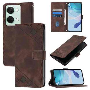For OnePlus Ace 2V / Nord 3 Skin-feel Embossed Leather Phone Case(Brown)