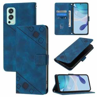 For OnePlus Nord 2 5G Skin-feel Embossed Leather Phone Case(Blue)