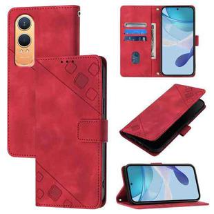 For OnePlus Nord CE4 Lite 5G Skin-feel Embossed Leather Phone Case(Red)