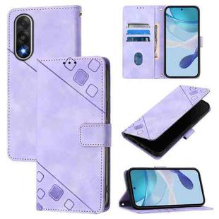 For OnePlus Ace 5 Ultra Skin-feel Embossed Leather Phone Case(Light Purple)
