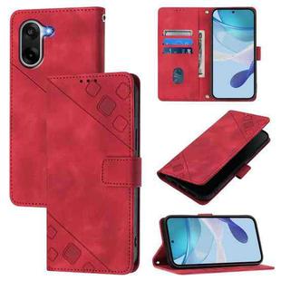 For OnePlus Ace 5 Racing Skin-feel Embossed Leather Phone Case(Red)
