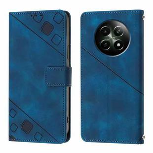 For Realme 12 5G Global Skin-feel Embossed Leather Phone Case(Blue)