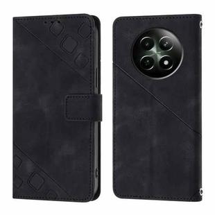 For Realme 12 5G Global Skin-feel Embossed Leather Phone Case(Black)