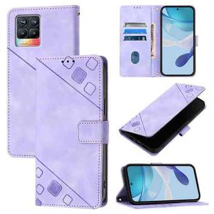 For Realme 8 5G / Realme 9 5G India Skin-feel Embossed Leather Phone Case(Light Purple)