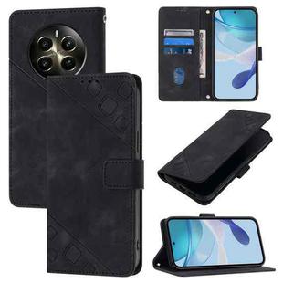 For Realme Narzo 70 Pro India Skin-feel Embossed Leather Phone Case(Black)