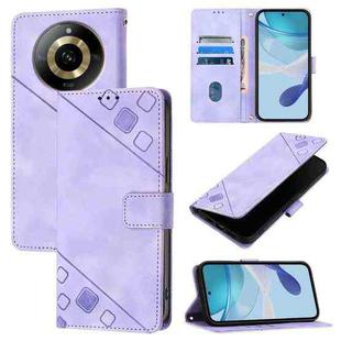 For Realme 11 4G Global Skin-feel Embossed Leather Phone Case(Light Purple)