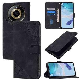 For Realme 11 4G Global Skin-feel Embossed Leather Phone Case(Black)