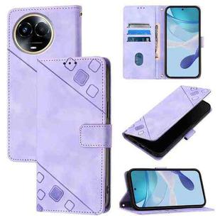 For Realme C67 5G India / Narzo 60x 5G Global Skin-feel Embossed Leather Phone Case(Light Purple)