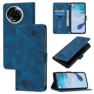 For Realme C67 5G India / Narzo 60x 5G Global Skin-feel Embossed Leather Phone Case(Blue)