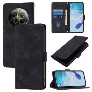 For Realme 12 Pro / 12 Pro+ 5G Global Skin-feel Embossed Leather Phone Case(Black)