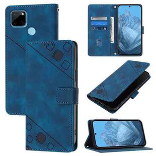 For Realme C21Y Skin-feel Embossed Leather Phone Case(Blue)