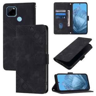 For Realme C21Y Skin-feel Embossed Leather Phone Case(Black)