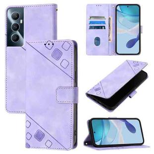 For Realme C65 4G Global Skin-feel Embossed Leather Phone Case(Light Purple)