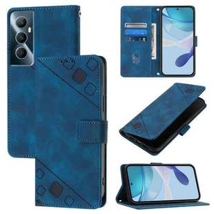 For Realme C65 4G Global Skin-feel Embossed Leather Phone Case(Blue)