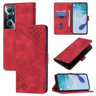 For Realme C65 4G Global Skin-feel Embossed Leather Phone Case(Red)