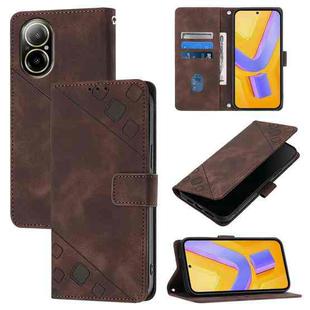 For Realme C67 4G Global Skin-feel Embossed Leather Phone Case(Brown)