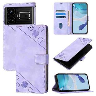 For Realme GT 5G / Realme GT Neo Skin-feel Embossed Leather Phone Case(Light Purple)