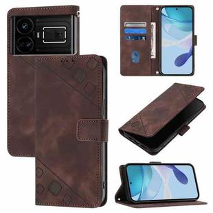 For Realme GT 5G / Realme GT Neo Skin-feel Embossed Leather Phone Case(Brown)